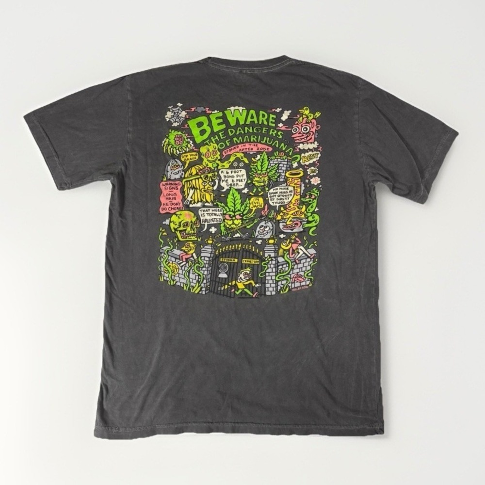 Killer Acid T Shirt Mens Large Gray Dangers of Marijuana Graphic Stoner Tee Weed